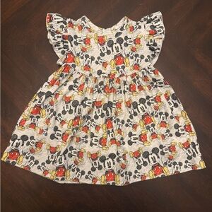 Mickey Mouse Kids Dress - Red, Yellow, Black, White